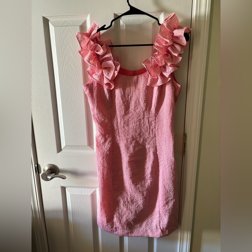 Julia Jordan sundress in pink seer sucker size 8